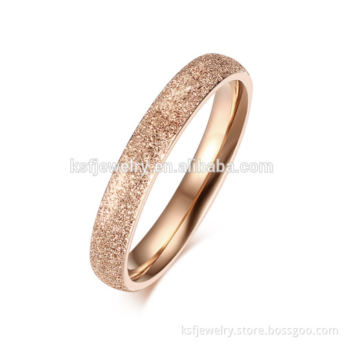 KSF Wholesale 3MM Stainless Steel Matte Design Rose Gold Women Rings